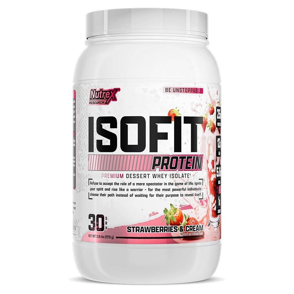 Nutrex Research IsoFit Whey אבקת חלבון מיידי 100% חלבון Whey חלבון Isolate (30 משרתים (Pack of 1), סטרוגנים ושמנת)