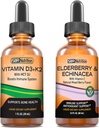 SBR Nutrition D3+K2 ו- Elderberry Bundle ויטמין D3K2 (MK7) טיפות נוזלים, Peppermint,1oz | Elderberry & Echinacea & ויטמין C Drops, 2oz | מבוגרים וילדים | מבוגרים