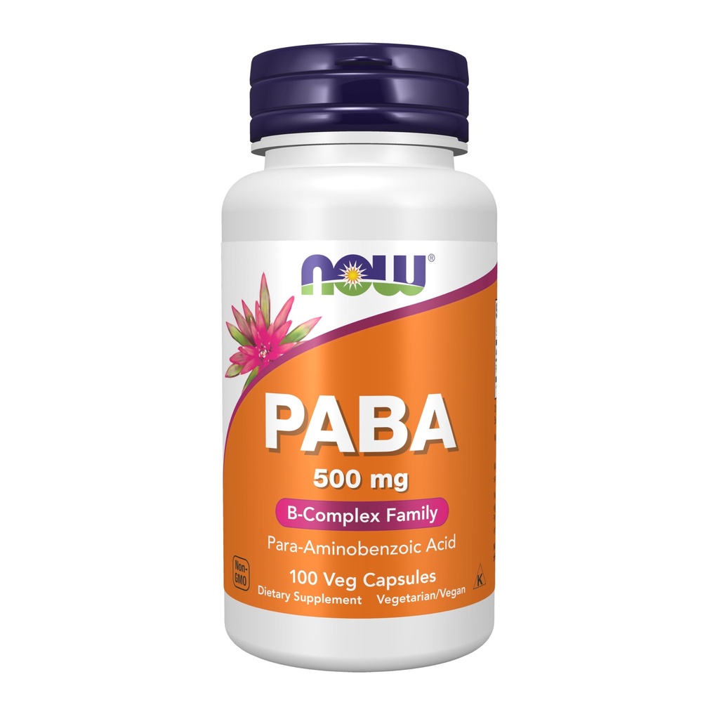 עכשיו תוספים, PABA (Para-Aminobenzoic Acid) 500 מ"ג, B-Complex Family, 100 קפסולות