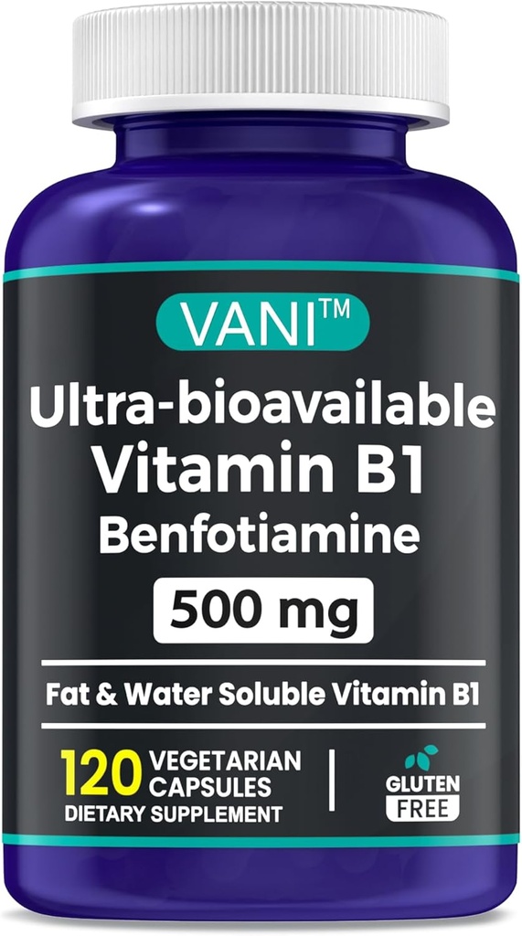 2 ב-1 פורמולה משופרת: ויטמין B1 עם Benfotiamine 500 מ"ג, תוספת שומן של ויטמין B-1, 500 מ"ג - 120 קפסולות (1)