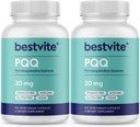 BestVITE PQ 20 מ"ג (Pyrroloquinoline Quinone) (240 קפסולות צמחוניות) (120 x 2) - No Stearates - טבעוני - Non GMO - Gluten Free Gluten Free
