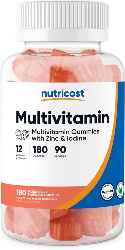 Acמזינים Multivitamin Gummies, 180 חניכיים (Mixed Berry Flavored) - 90  המשרת, Gluten Free, non-GMO ו- Vegetarian Friendly