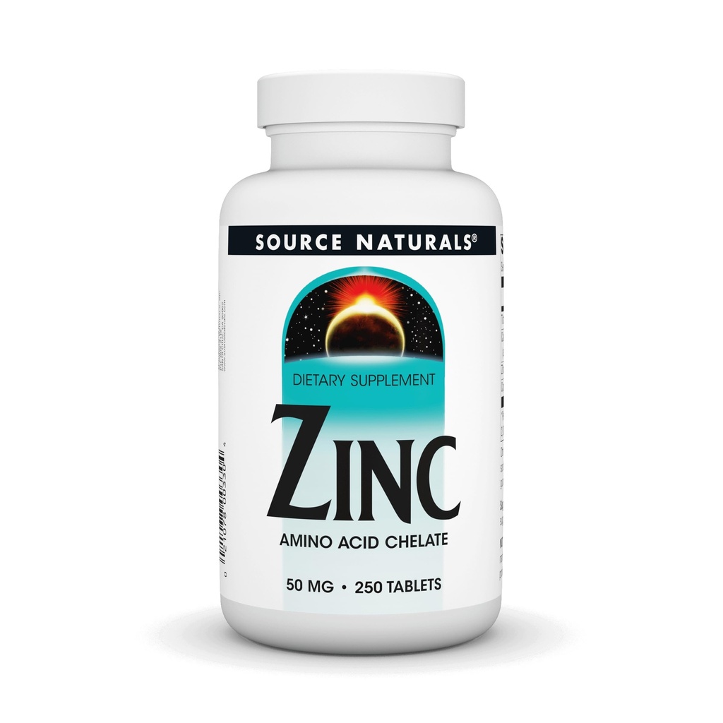 מקור Naturals Zinc, Amino Acid Chelate - תוספת תזונתית - 50 מ"ג - 250 טבליות