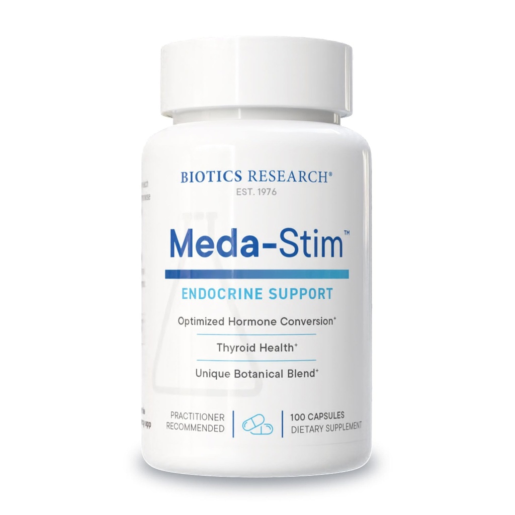 Biotics Research Meda Stim Support Endocrine function, תמיכה תזונתית ב- Thyroid Gland, בריאים T3, T4, Thyroxine Levels, Metabolic Health, מכיל Iodine, Selenium, Magnesium, 100 קפסולות, 100 קפסולות, T4, Thyroxine Levels, Metabolic Health, מכיל Iodine, Selenium, Magnesium, 100 קפסולות