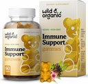 Wild & Organic Immune Support Gummies - Elderberry 1000 מ"ג ויטמין C 500 מ"ג - תוספת תמיכה טבעית של Immune - חניכיים מולדות טבעוניות עם C Zinc - 60 Count Count