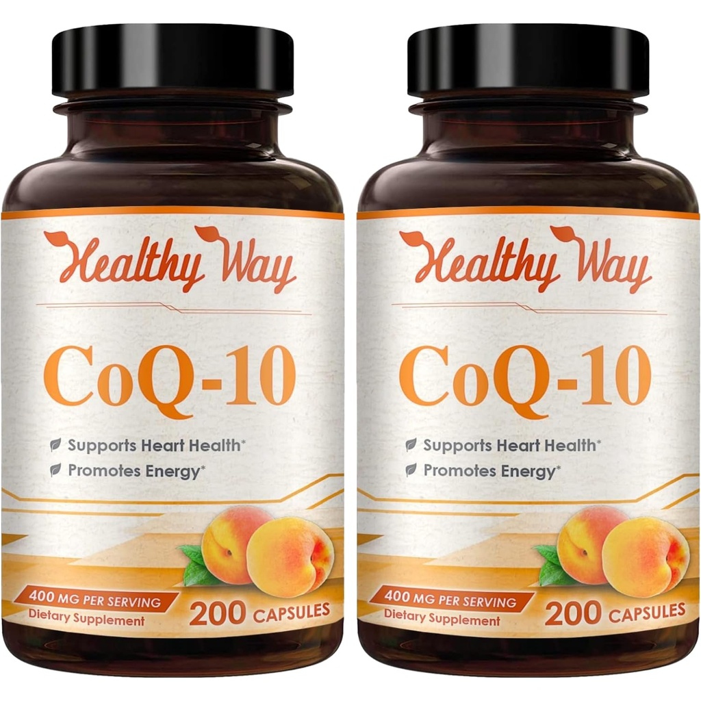 Coenzyme Q10 400 מ"ג CoQ10 תוסף - פעם Daily Coq 10 400 מ"ג אבקת קפסולות אבקה עבור בריאות לב אנטי חמצון ותמיכה אנרגיה - non-GMO Quick Absorption Ubiquinone Q10 Coenzyme (200 משרתים)