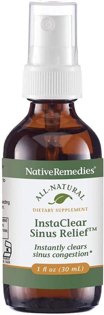 Native Remedies InstaClear Sinus הקלה - כל תוספת צמחית טבעית לקליר, Sinuses בריאים במהלך קרקרים, אלרגיות או Hay Fever - 29 מ"ל