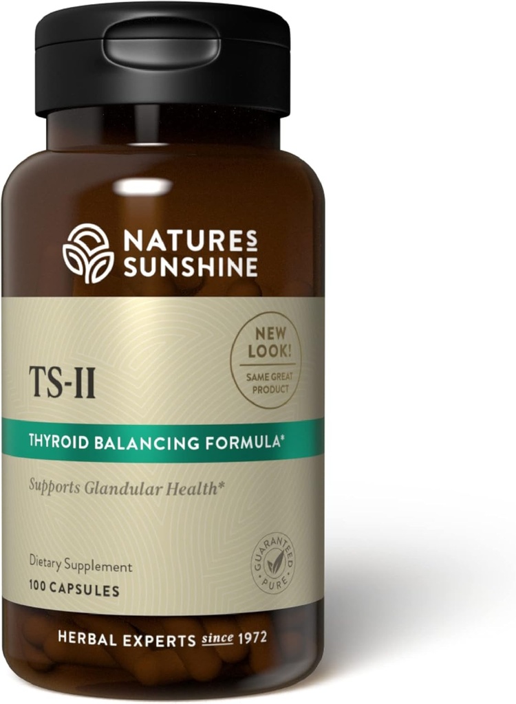 Nature's Sunshine TS II w/Hops, 100 קפסולות | תומך בתפקוד Thyroid המתאים ועוזר לשמור על איזון ב- Thyroid Gland
