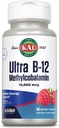 KAL Ultra B12 Methyylobalamin 10,000mcg, ויטמין עתיר גבוה B-12 עבור אנרגיה בריאה, מטבוליזם, Nerve, Red Blood Cell Support, * Natural Raspberry Flavor, Vegetarian, 30 טבליות מיקרו, 30 משרתות, 30 משרתים.