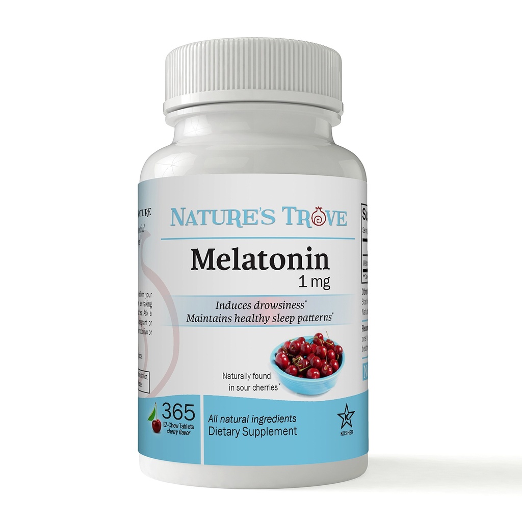 Melatonin 1 מ"ג של Nature's Trove - 365 EZ-Chew Tablets Cherry Flavor