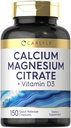 קרלייל Calcium Magnesium Citrate עם ויטמין D3 | 150 קפסולות | Non-GMO & Gluten Free Supplement