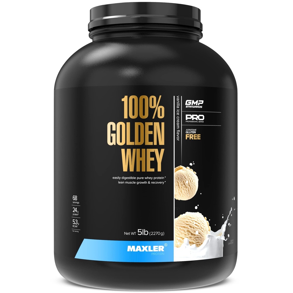 100% חלבון Whey זהב חלבון - 24 גרם של חלבון לשרת - Premium Whey חלבון אבקת עבור טרום פוסט עבודהout - מהיר-Absorbing Whey Concentrate, Isolate & hydrolysate בלנדר - Vanilla Ice Cream 5 lbout