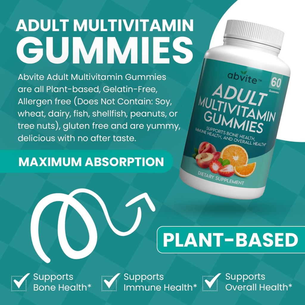 חניכיים מבוססות צמחים, מדי יום multivitamins לגברים ונשים עם ויטמינים A, C, D, E, B-3, B-6, B-12, Biotin, Inositol, non-GMO, Gluten Free, 60 Count (30 ימים אספקה)