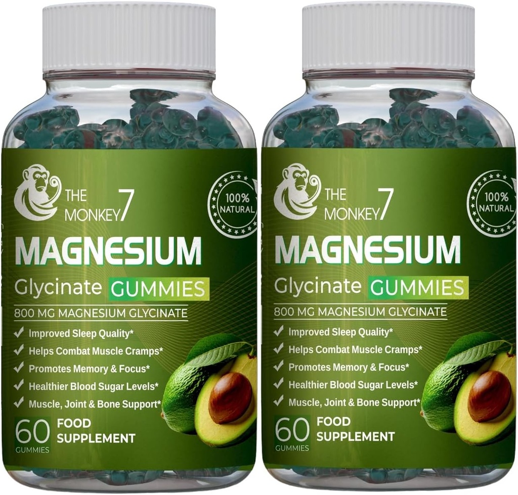 מגנזיום Glycinate חניכיים עם Ashwagandha ו CQ10 Calm Magnesium Complex L-Threonate טבעוני Non-GMO 800 מ"גנזיום Glycinate Gummy Magnesium תוסף - Pack of 2 2