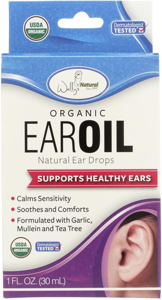 מוצרי טבע של Wally, שמן אוזניים אורגני עם Garlic ומלליין, 1 floz - 2pc