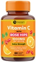 ויטמין C 1000mg Chewable תוסף - תוספת כוח Immune תמיכה ויטמין C Dietary תוספת עם Rose HIPS, תמיכה ויטמין C Antioxidant תמיכה, טבעי, טבעוני, כתום פלאמור - 60 טבליות