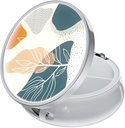 Ruidr Pill Box, 3 השוואת תרופות מקרה, Small Metal Travel Medicine Box for Purse & Pocket, Silver, Pink Boho Leaf