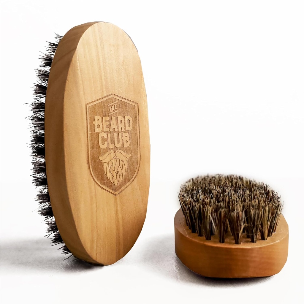 Beard Club Men's Boar Bristle Brush - Birchwood Grooming Tool for Styling, Taming and Healthy Beard growth