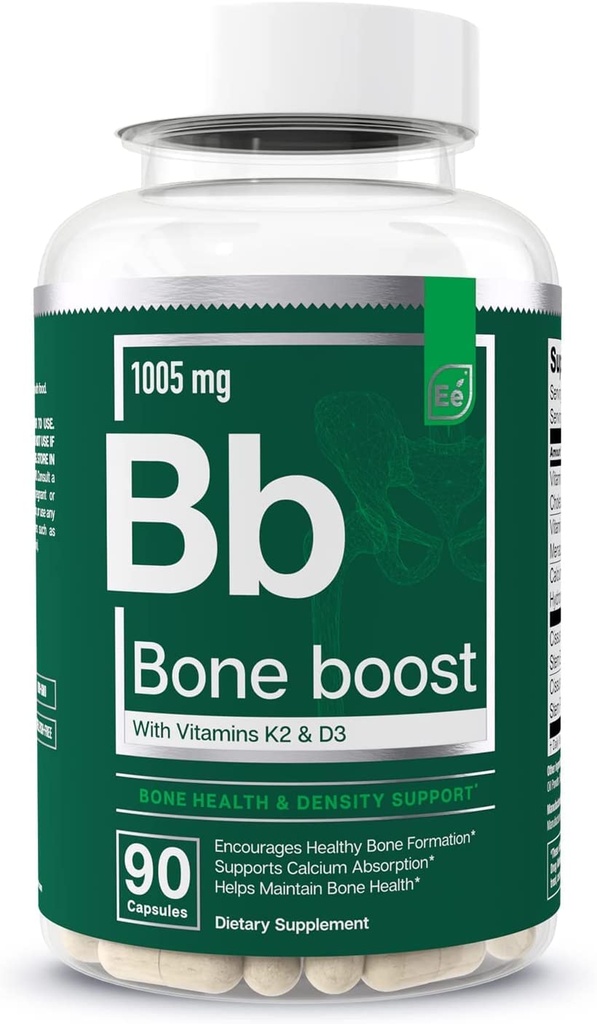 Essential Elements Bone Boost Bone Health Supplement - תמיכה העצם ו- Calcium תוספת עם ויטמין D 3, K2, Cissus Quadrangularis עבור כוח העצם - 90 קפסולות (30 יום אספקה)