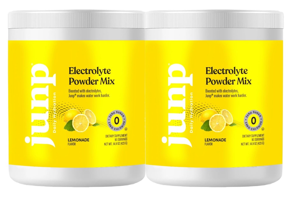 אבקת JUNP Electrolytes No Sugar No Carbs - Fresh Squeezed Lemonade Mix Mix - Potassium & Salt Electrolyte hydrotion אבקת Zero Calorie סוכר חינם אבקת אלקטרוליט, Keto Friendly, 180 משרתות