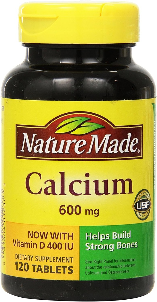 הטבע עשה Calcium 600 מ"ג עם ויטמין D3 לתמיכה ב- Immune, Tablet, 60 Count, עוזר לתמוך בחוזק העצם (Pack of 3)