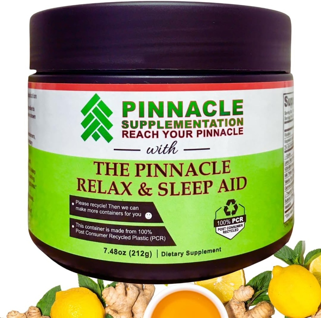Pinnacle להירגע & Sleep תוסף תמיכה בשינה עם מלטונין, ולריאן Root, Ashwagandha, L Theanine, Zinc, GABA & Magnesium for Calming, Natural Lemon Teaoring (30 משרתים)