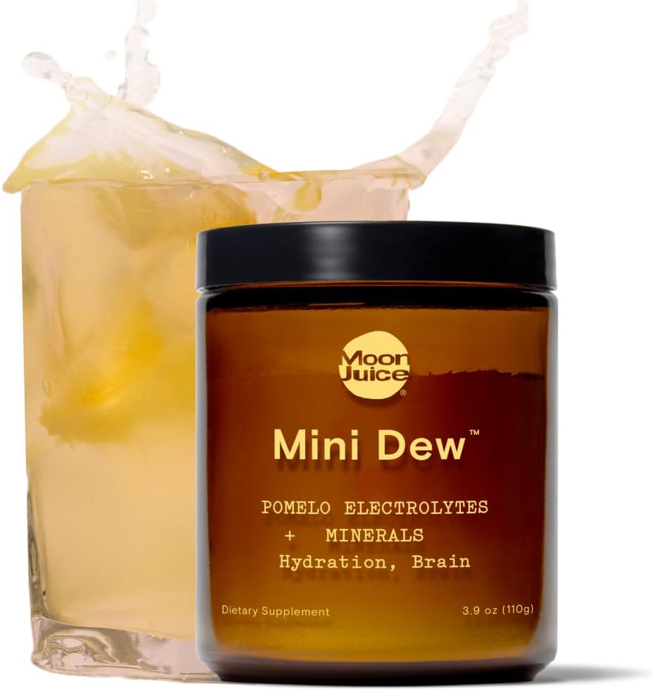 Moon Juice Mini Dew Electrolytes אבקת - Sugar Free מינרלים & Electrolyte hydrotion אבקת עבור הקלה מיידית ותמיכה המוח - Magnesium, Calcium, Potassium, Pink Salt, Pomelo, 30 משרתים