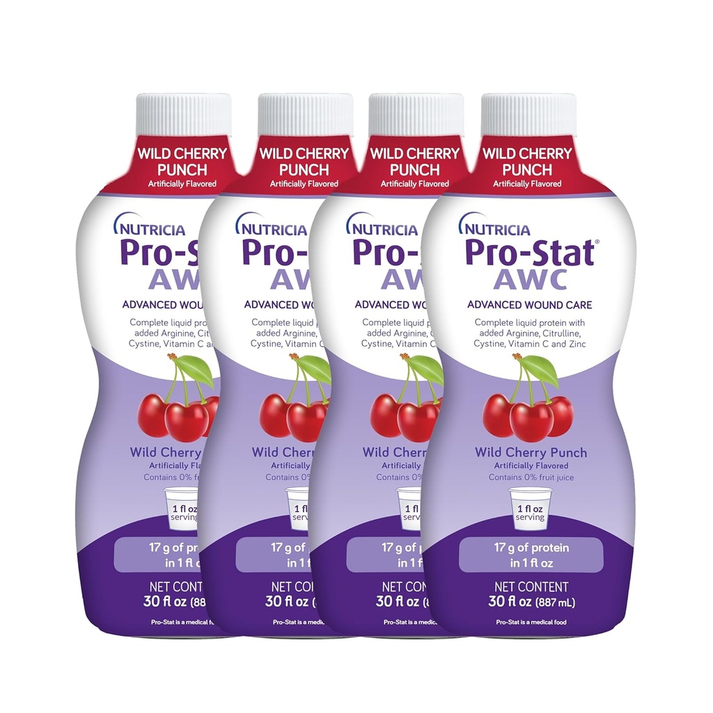 Pro-Stat Advanced Wound Care (AWC), ריכוז מזון רפואי נוזלי - דובדבן Wild Cherry Punch Flavor, 30 Fl Oz בקבוק (Case of 4)