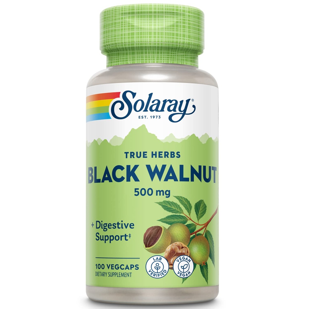 SOLAרי שחור וולגוז 500 מ"ג - Whole Hull - Herbal Support Formula - Non-GMO מאומת, טבעוני, מעבדה מאומתת - 60 יום ערבות - 100 משרתים, 100 VegCaps
