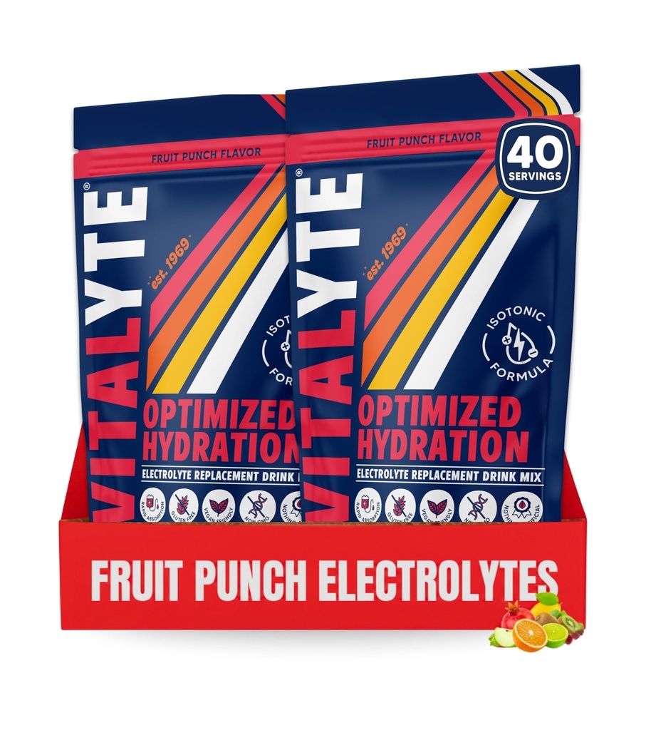 Vitalyte Electrolyte אבקת לשתות Mix, Isotonic Electrolyte hydrotion Mix, Gluten Get Free Post Workout אבקת Mix, Pack of 2, 35 oz. כל אחד, פירות פונצ'ר