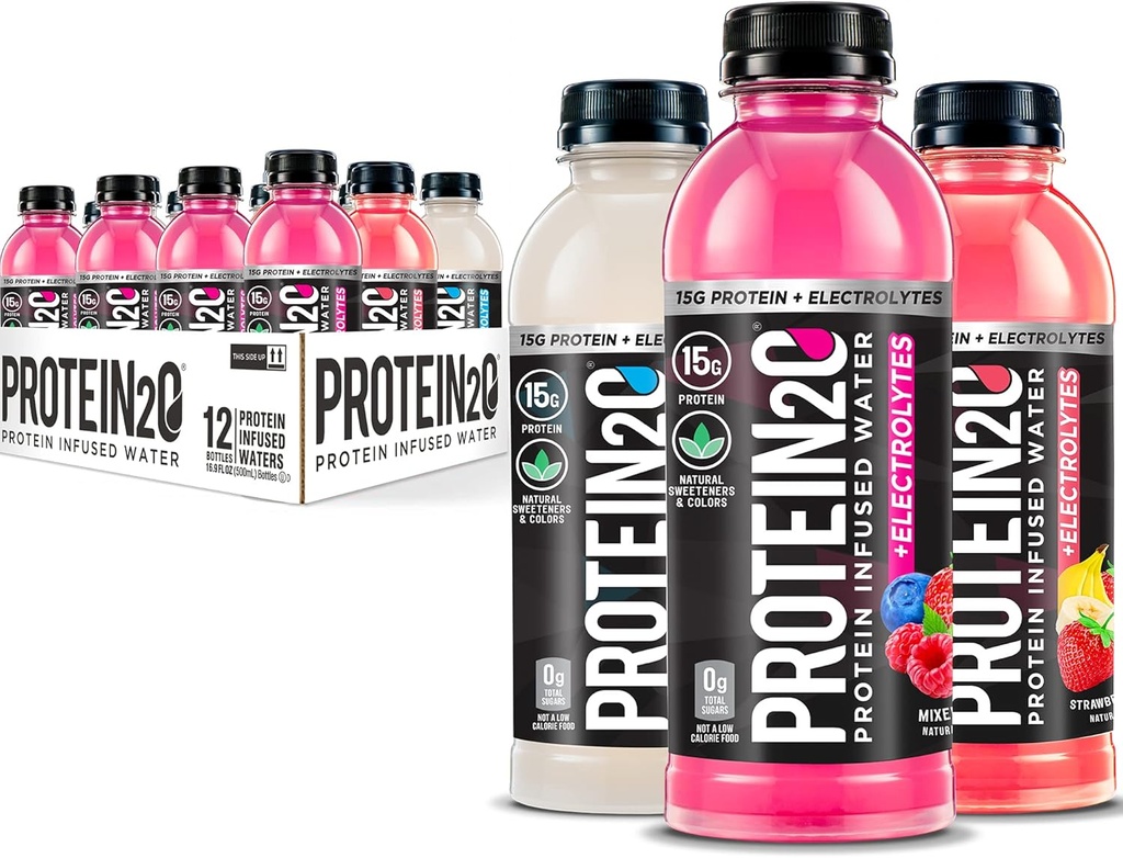 חלבון 2o 15g Whey חלבון Isolate Infused Water Plus אלקטרוליטים, סוכר חינם משקאות, מוכן לשתות, Gluten חינם, Lactose חינם, אלקטרוליטה Variety Pack, 16.9 fl oz בקבוק (12 Count)