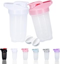 Shaker Bottle Protein Shakes Cup ו- 10Ounce /300ML Shaker בקבוק עם Whisk Balls, חלבונים שייקרס בקבוק להגדיר, פלסטיק non-BPA (White+Pink(2PCS)