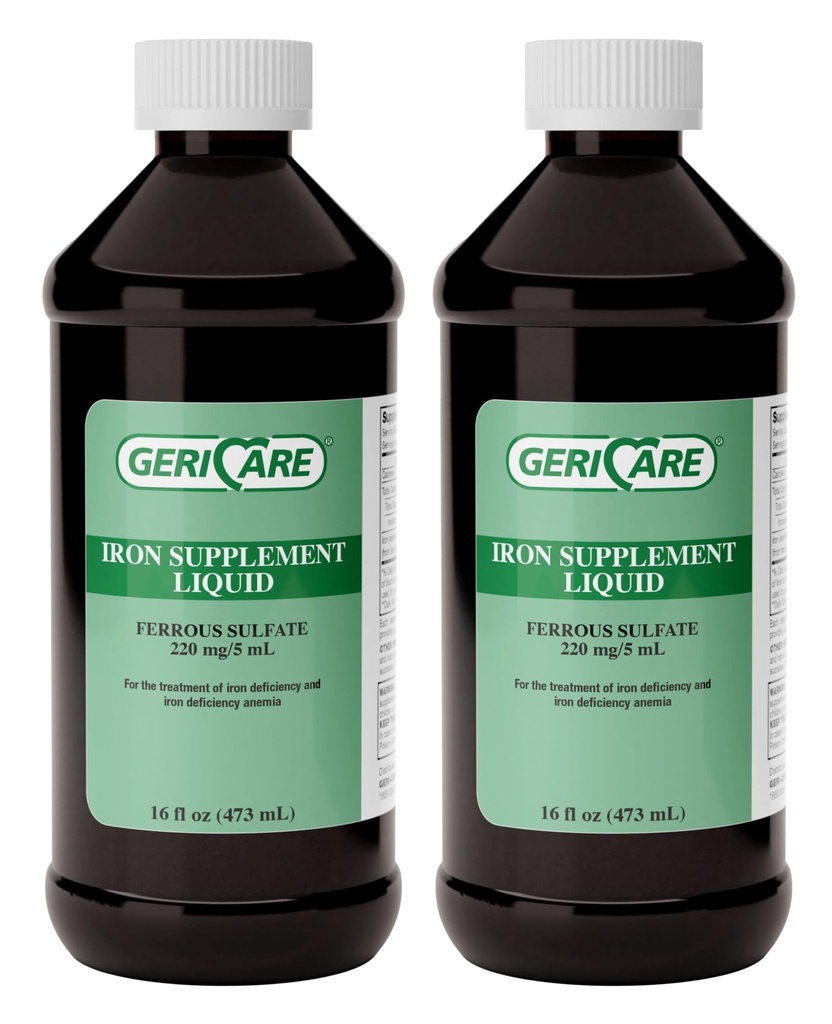 GeriCare 220 High Potency נוזל ברזל | ברזל למבוגרים | Aemia and Iron Deficiency | 220mg of Iron Per 5mL Dose