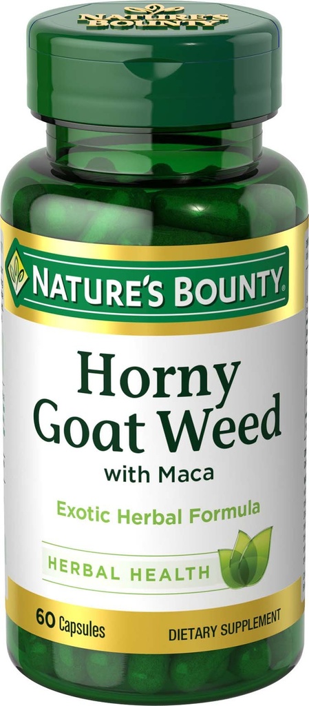 Nature's Bounty Hory Goat Weed עם Maca, Herbal Health תוסף, 60 קפסולות