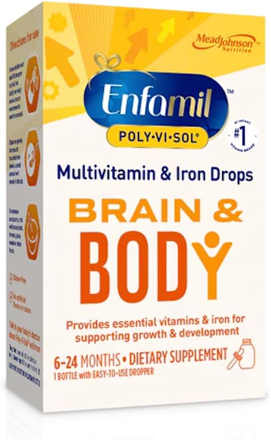 Enfamil Poly-Vi-Sol Multivitamin תוספת טיפות עם Iron 50 mL (Packaging May Vary)
