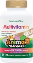 NaturesPlus Animal Parade Gold Children's Multivitamin - Assorted Cherry, Orange & Grape Flavors - 120 טבליות Chewable בעלי חיים, Pack of 3 - טבעוני, Gluten Free - 180 מוחלט המשרתים