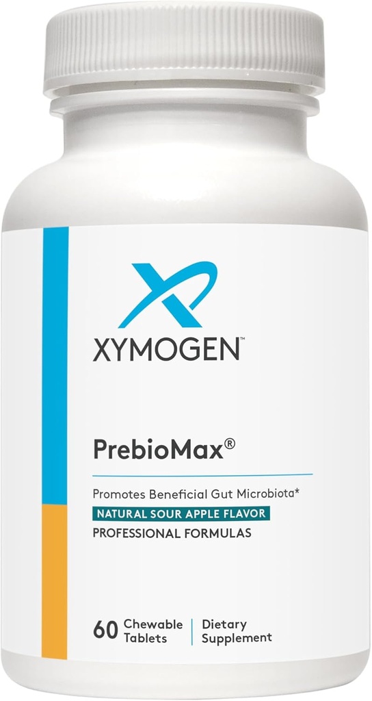 XYMOGen PrebioMax Prebiotic סיבים תוספת - Xylooligosaccharides (XOS) כדי לעזור לשמור על בריאות העיכול + תמיכה בפעילות מיקרוביאלית בריאה ב GI Tract - Sour Apple (60 טבליות צ'כות)