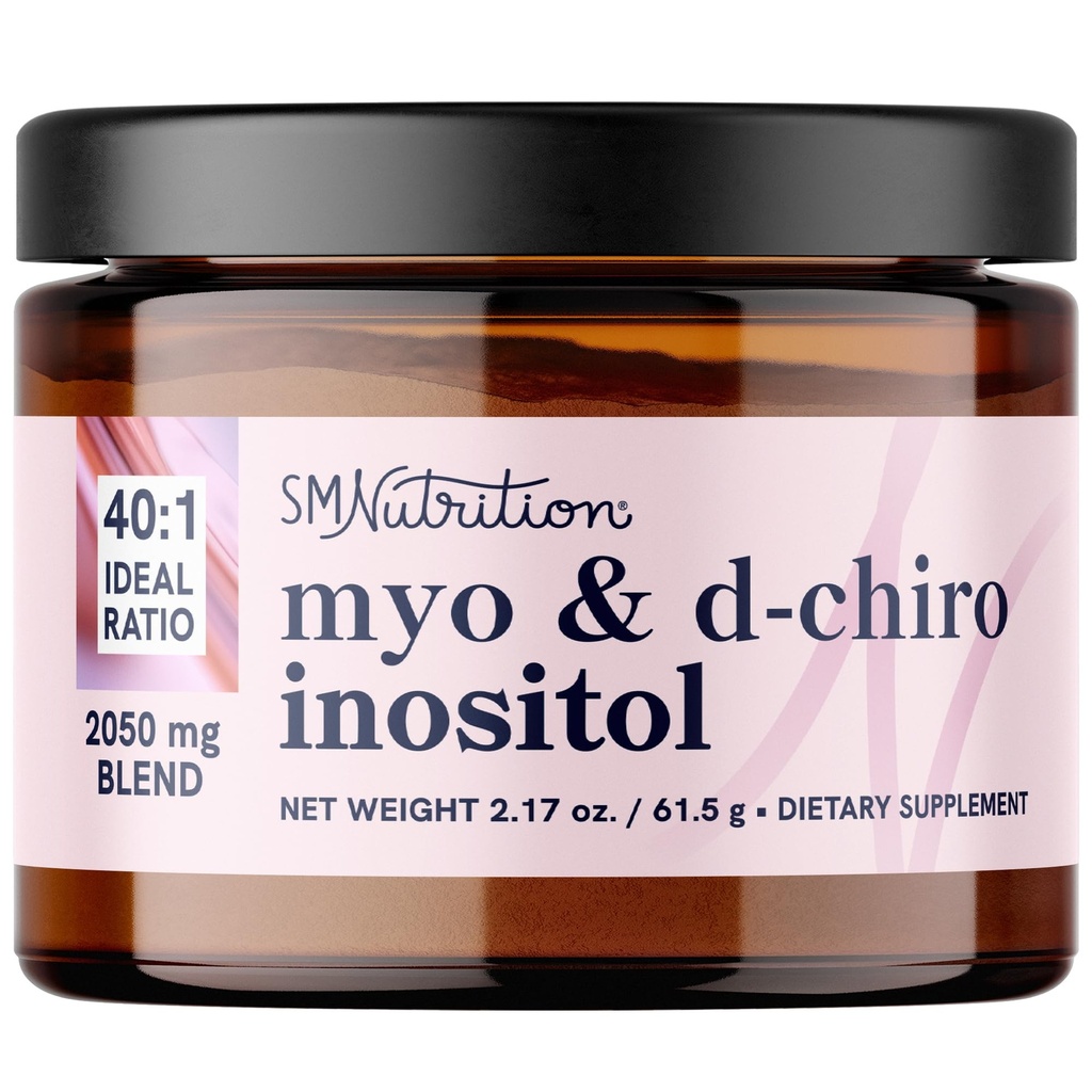 Mio-Inositol & D-Chiro Inositol אבקת שומן עבור נשים | אידיאלי 40:1 Ratio | Myo 2000mg, D Chiro 50 מ"ג | Regulate Menstrual Cycle and Support Ovarian Health | 30 משרתים, 2.17 oz.