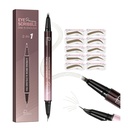 Pudaier 2in-1 Curved Eyebrow Pen & Eyeliner עם 10Pcs Brow Stencils, Microblading Eyebrow Pencil, חסימת מים & Longing, טרפול