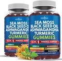 Sea Mossss Gummies, Sea Moss, Black Seed, Ashwagandha, Turmeric, Manuka Honey, ACV, Dandelion, Black Pepper, Burdock, Bladderwrack, טבעוני 120 הרוזן