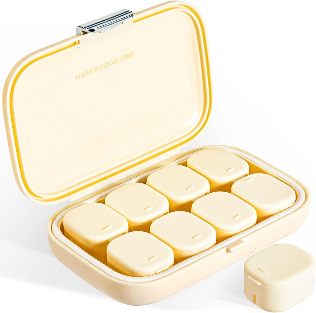 Daily Pill Organer, 8 השוואתיות ב- Portable Pill Case, Moisture-Proof Pill Case, Pill Dispensers, Travel Pill Container, to Hold Vietnams Pills Cod Liver Oil Tablets (Cream White)