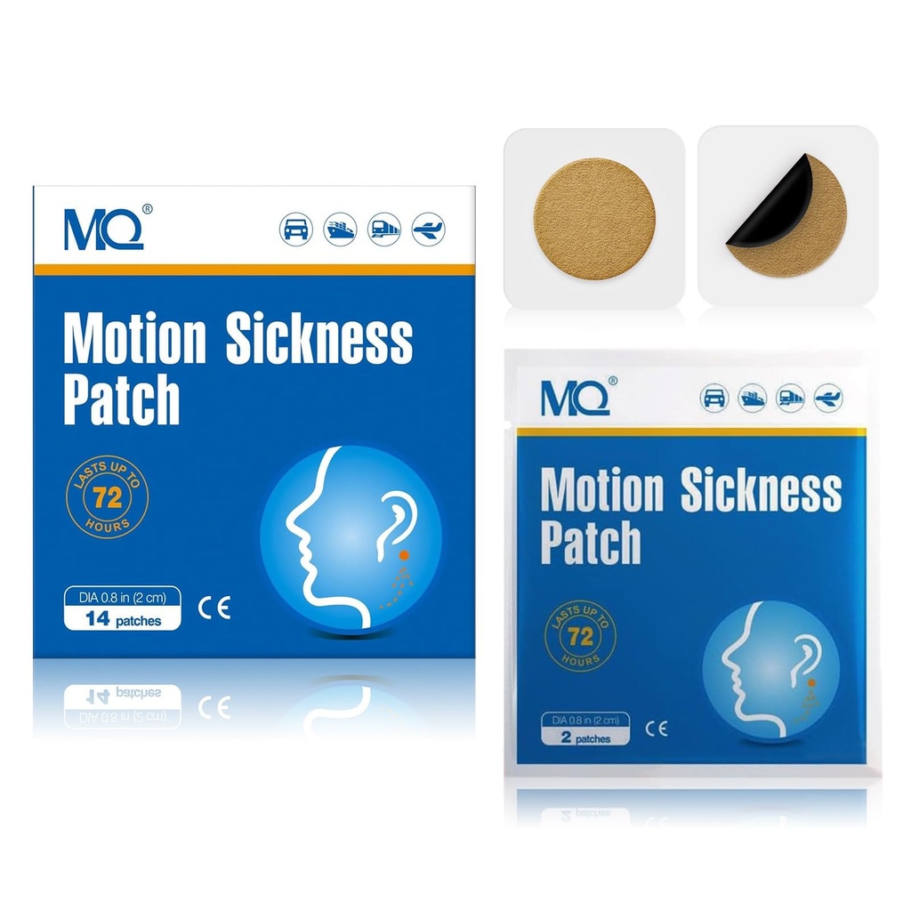 MQ 14ct Motion Sickness Patches non Drowsy, Sea Sickness Patches for Cruise Travel Essentials, Waterהוכחה Patch Behind Ear for Car Airplane Altitudeness, Long Last 72H