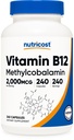 ויטמין B12 (Methylcobalamin) 2000mcg, 240 קפסולות - Caps Vegetarian Caps, non-GMO, Gluten Free B12 תוסף
