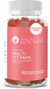 ZENZSUAL Multivitamin Gummies - תוספת תזונתית למבוגרים עם ויטמין C, ביוטין, Zinc - Tasty, Sugar-Free, Gelatin-Free Immune תומך חניכיים עבור Daily Wellness (60 מסטיקים משועבדים)