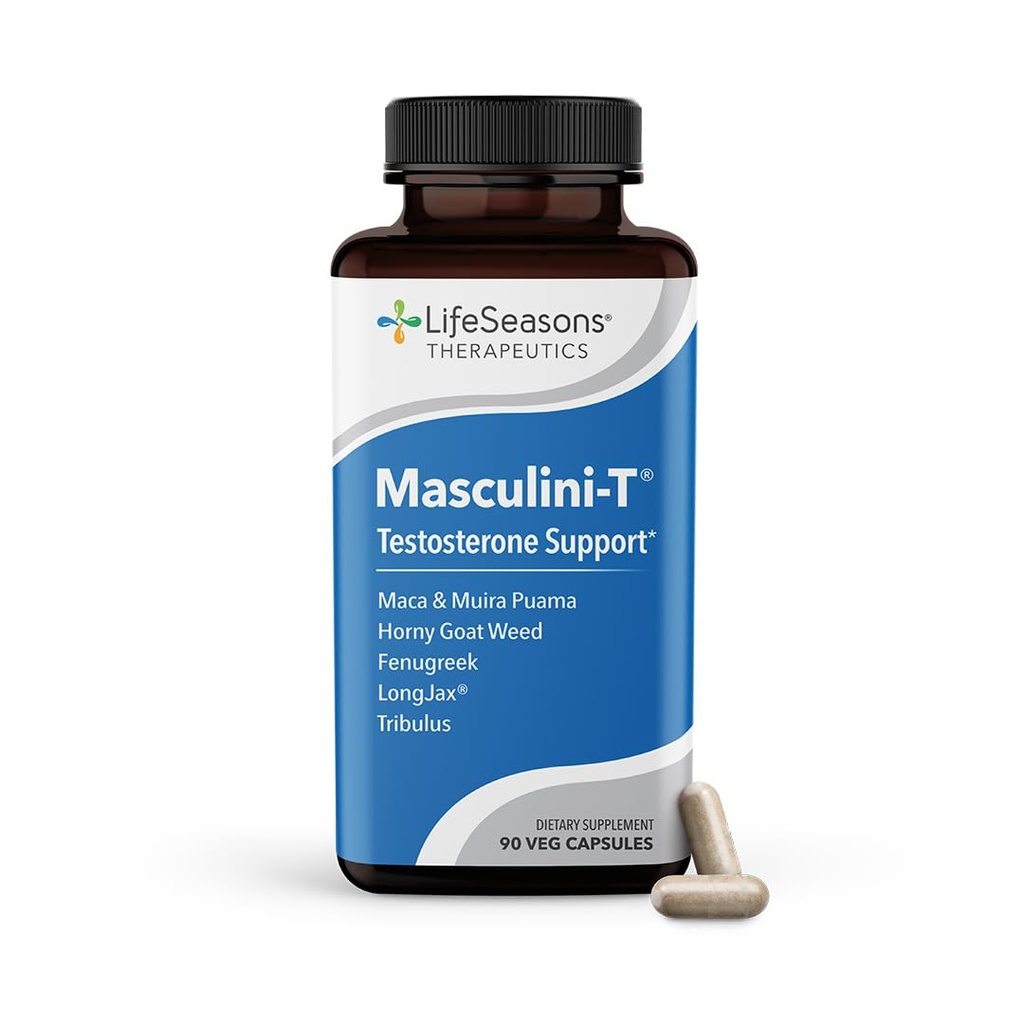 Life Seasons Masculini-T - תוסף תמיכה בטסטוסטרון - משפר תכונות מנטליות וגופניות של ביצועים מיניים ואתלטיים - תומך בתפקוד Erectile נורמלי - שיפור Libido - 90 קפסולות