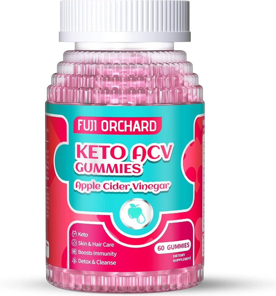 Keto ACV Gummies for Weight Loss - Delicious 1500MG Apple Cider Vinegar with Mother, Probiotics, ויטמין B6 & B12, טבעוני ו- non-GMO - תומך במטבוליזם ובשומן שנשים, 60 טבעוני