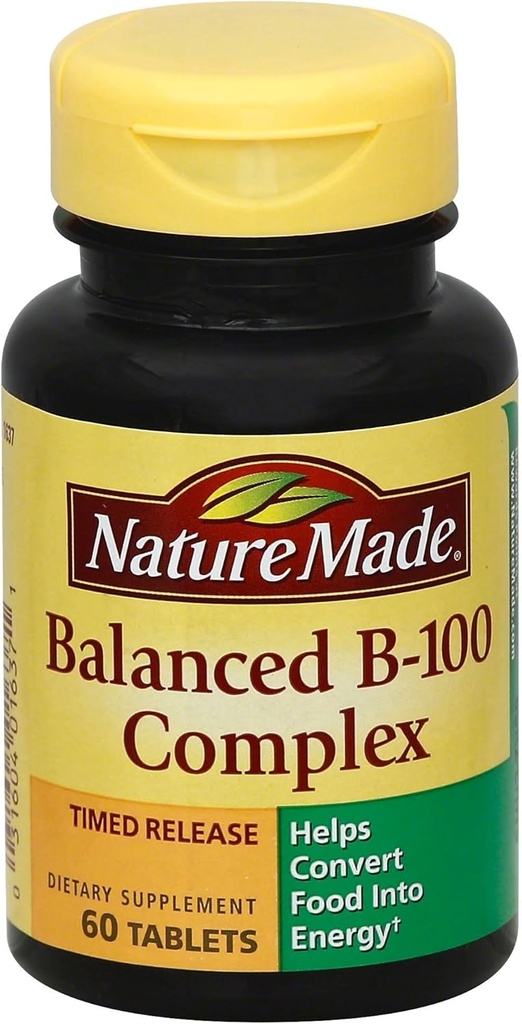 Nature Made Balanced ויטמין B-100 טבליות 60 ea (Pack של 5)