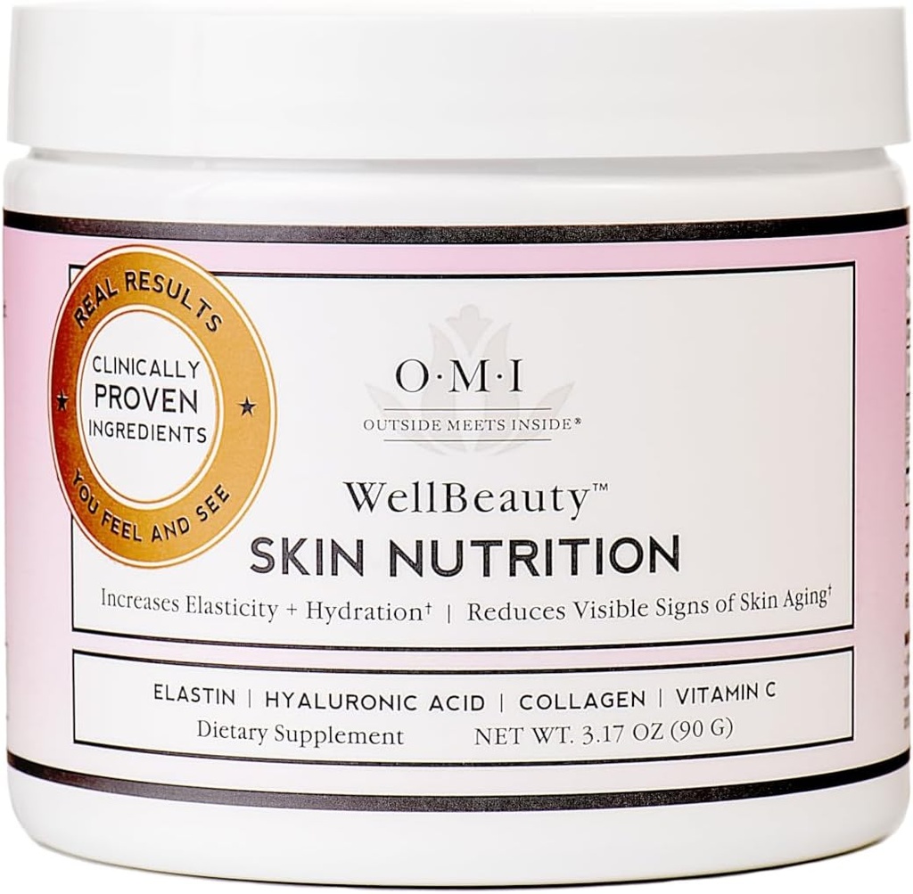 OMI Wellbeauty Skin Nutrition, פרובאנס קליני להגדיל את אליטות ולצמצם את הסימנים הגלויים של טיפוח העור, הנחתים הצרפתית Elastin, Collagen, Hyaluronic Acid, ויטמין C, 1 חודשים אספקה, 3.17ozoz