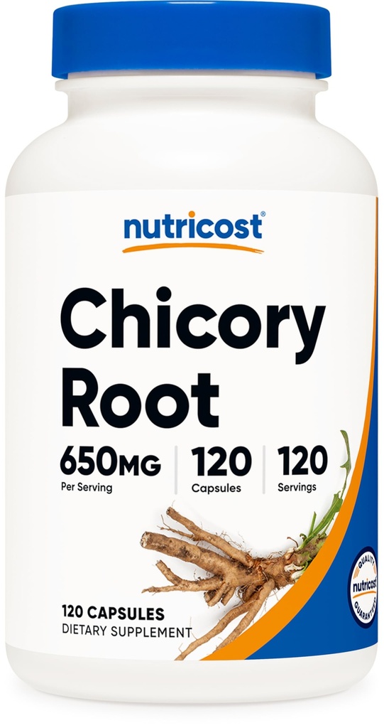 חומרים מזינים Chicory Root 650 מ"ג פר קפסולה - 120 קפסולות המבוססות על צמחים, non-GMO, Gluten חינם