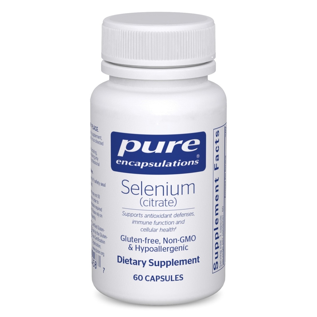 Pure Encapsulations Selenium (Citrate) - עבור Immune System Support & cell Health - Antioxidant תוסף - תמיכה ב- Blood Flow * - Gluten Free & Vegan - 60 קפסולות